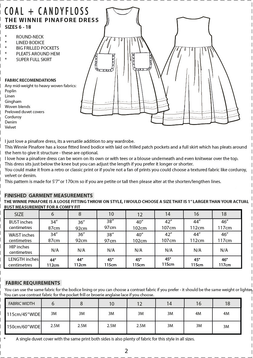 The WINNIE pinafore dress size 6-18 PDF digital download