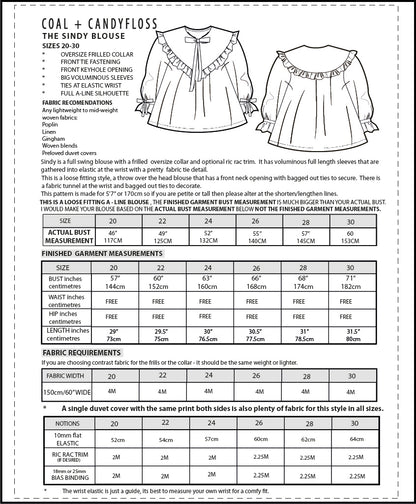 The SINDY blouse PDF digital download sizes 20-30