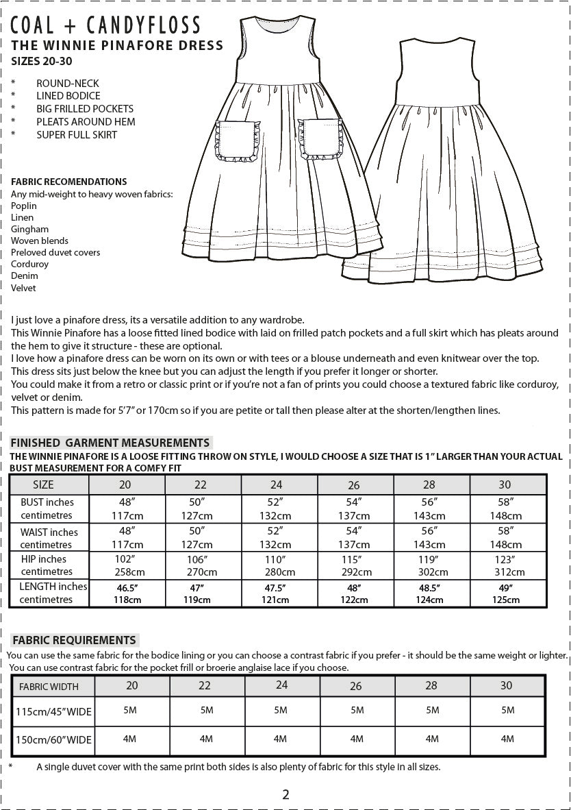 The WINNIE Pinafore Dress paper pattern SIZE 20-30