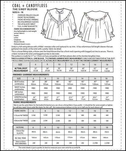The SINDY blouse size 6-18 PDF digital download