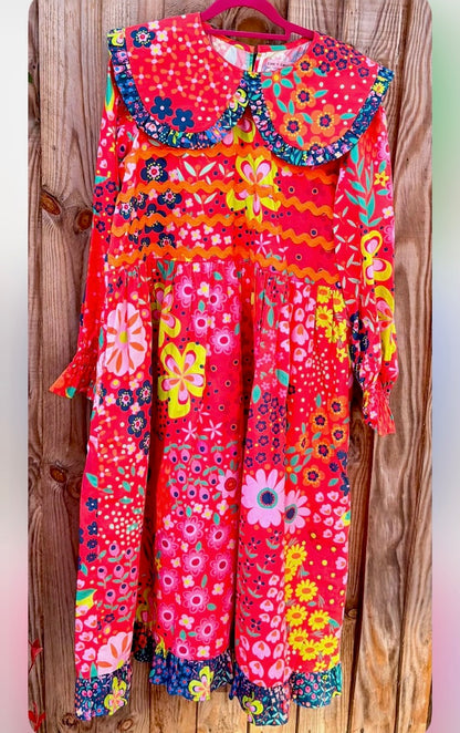 Cynthia red poplin print dress SIZE 16