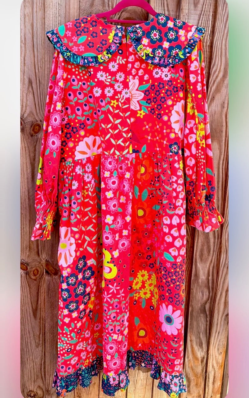 Cynthia red poplin print dress SIZE 16