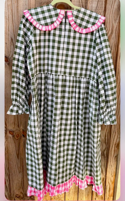 Cynthia khaki gingham dress SIZE 16