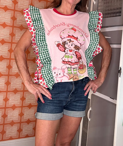 Strawberry Shortcake frilled Tabard Top - Size 6/8/10/12