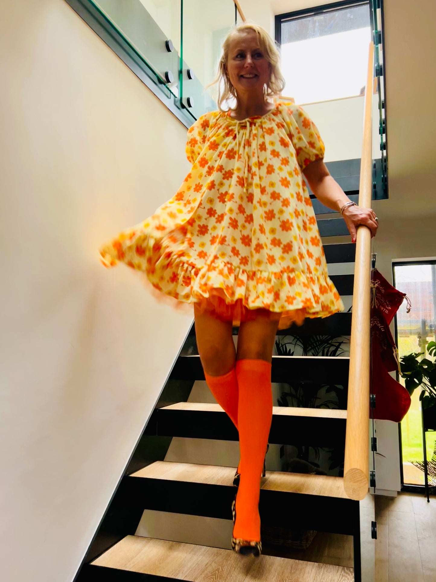 The Fabulously fluffy Fifi 3 piece set - lemon and orange retro floral SIZE 10-14