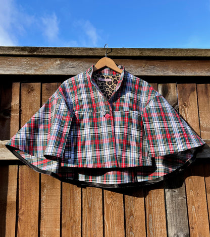 The Chrissie Cape - Plaid and leopard mix