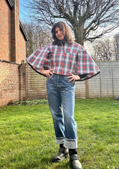 The Chrissie Cape - Plaid and leopard mix