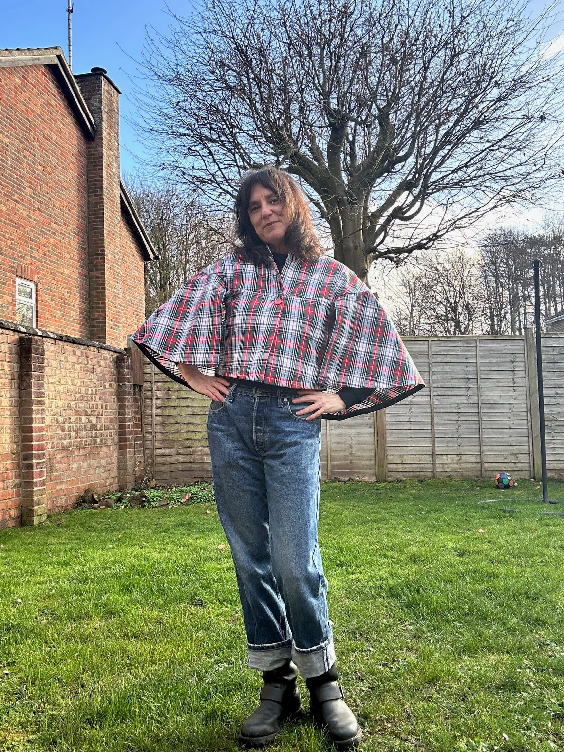 The Chrissie Cape - Plaid and leopard mix