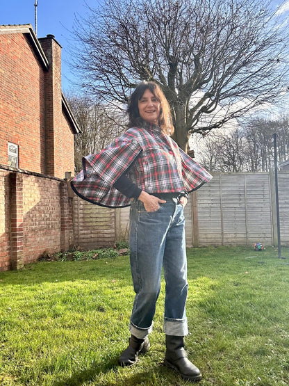 The Chrissie Cape - Plaid and leopard mix